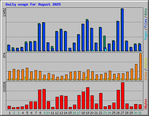 Daily usage for August 2025
